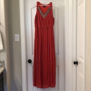 Red Maxi Dress with Beading
